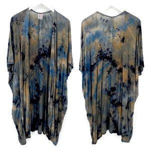 MAUVE Open Front Tie Dye Knit Kimono Midi Duster Size L